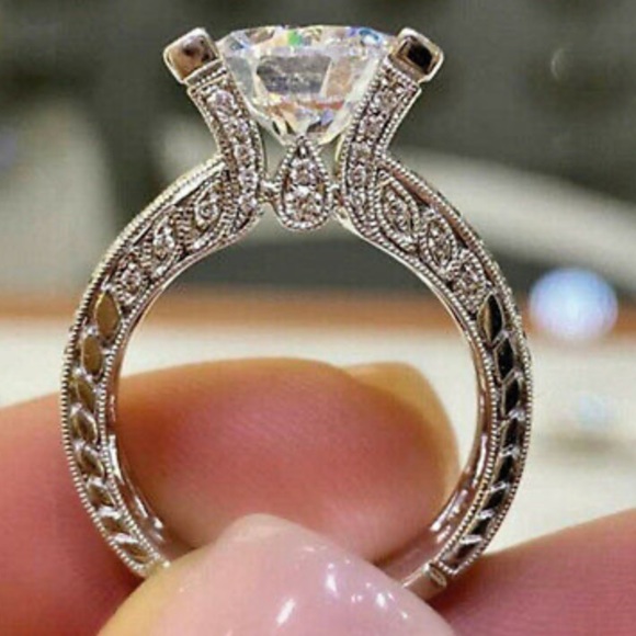 New 925 Silver Wedding Ring Sapphire Size 6-10 - Picture 2 of 11